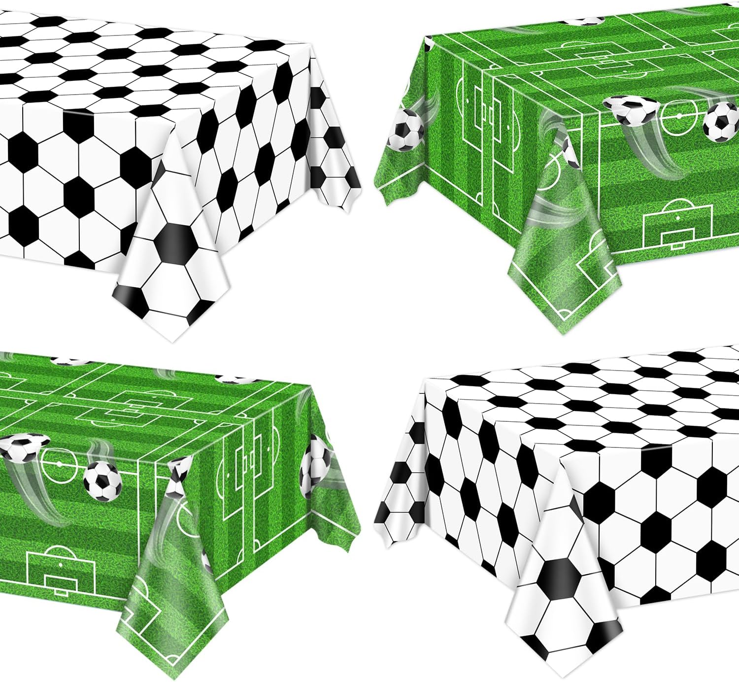 4 Pack Soccer Theme Tablecloths for Parties
