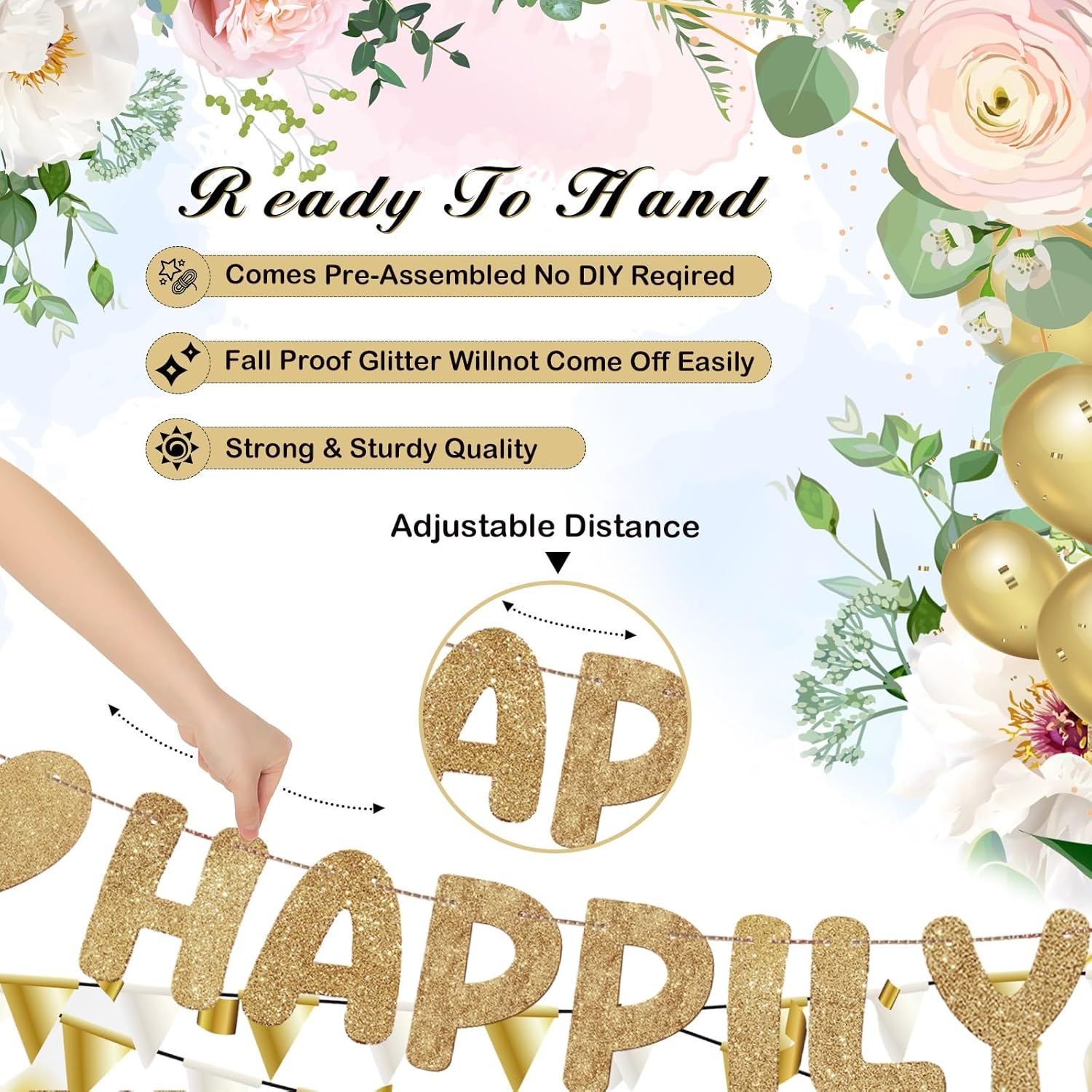 Breling Champagne Gold Bridal Shower Banner Set