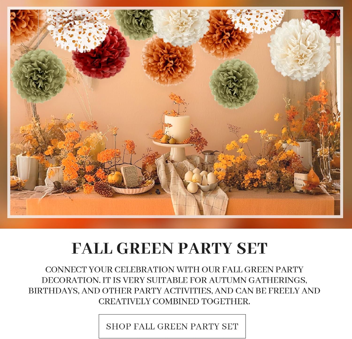 NICROLANDEE Fall Tissue Pom Poms Decorations 12 PCS