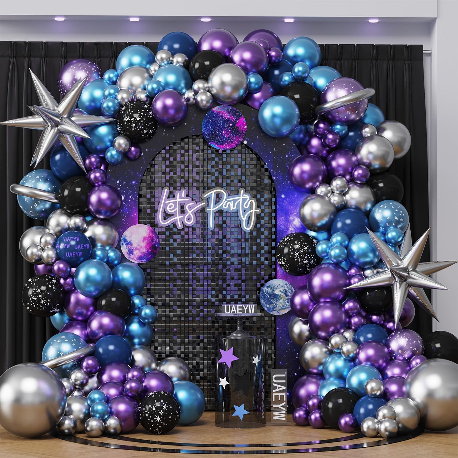 Galaxy Space Balloon Arch Garland Kit 144Pcs Decorations