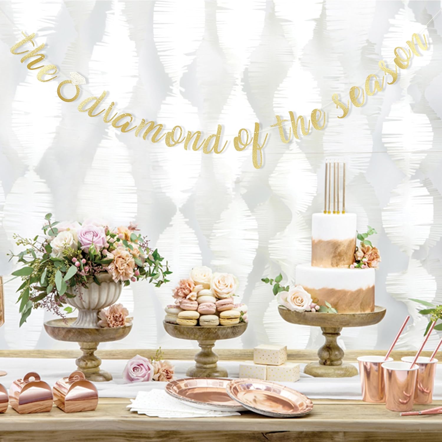 Diamond of the Season Gold Glitter Banner for Bridal Shower