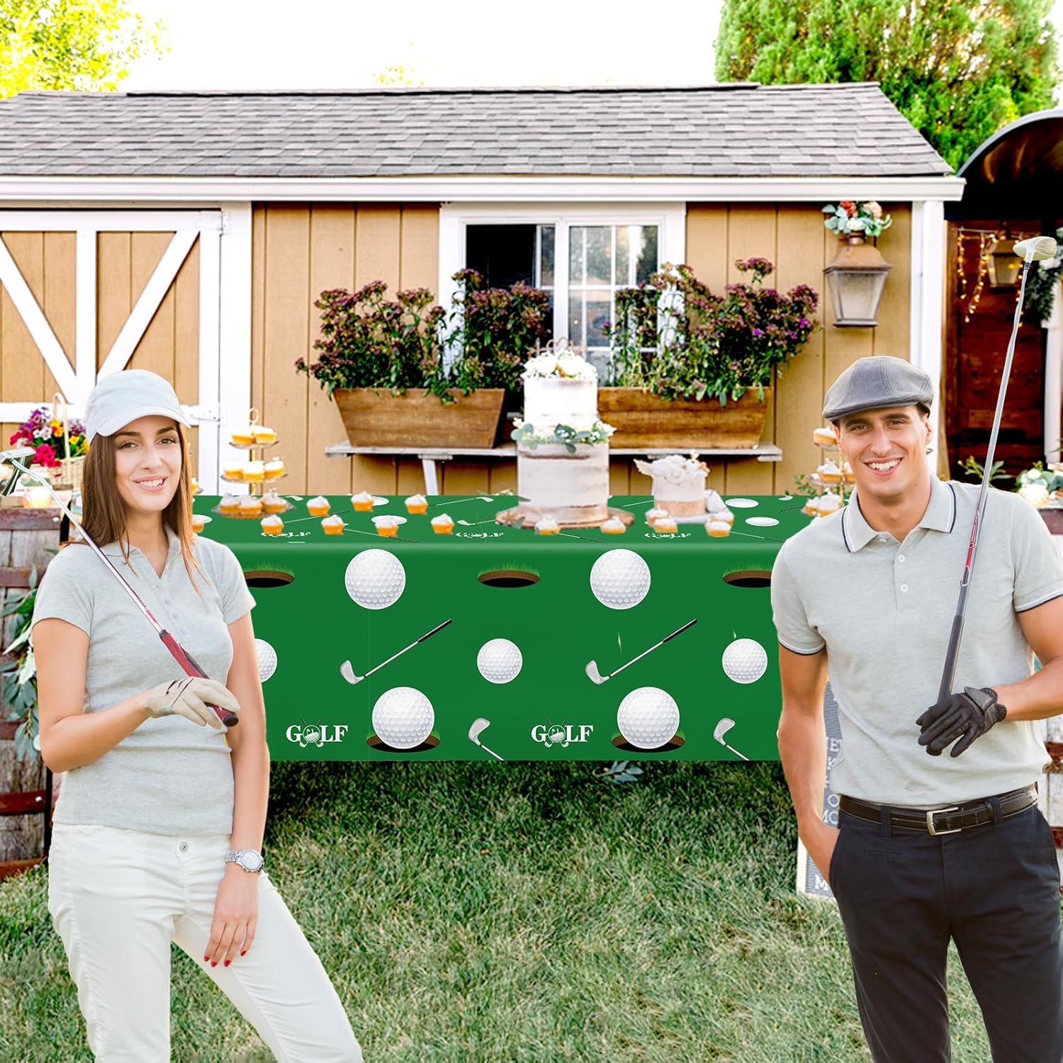 Golf Party Tablecloth 2pcs 87x51 Inch
