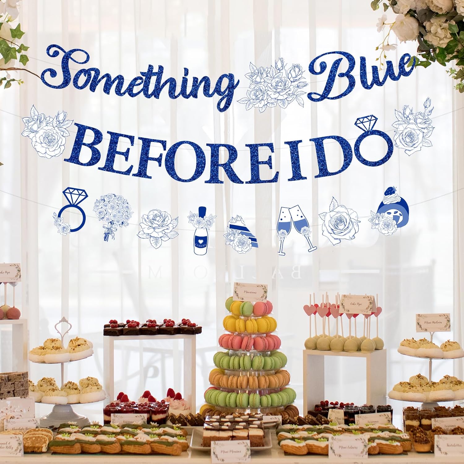 Something Blue Bridal Shower Decorations 3 Pcs Pre-Strung