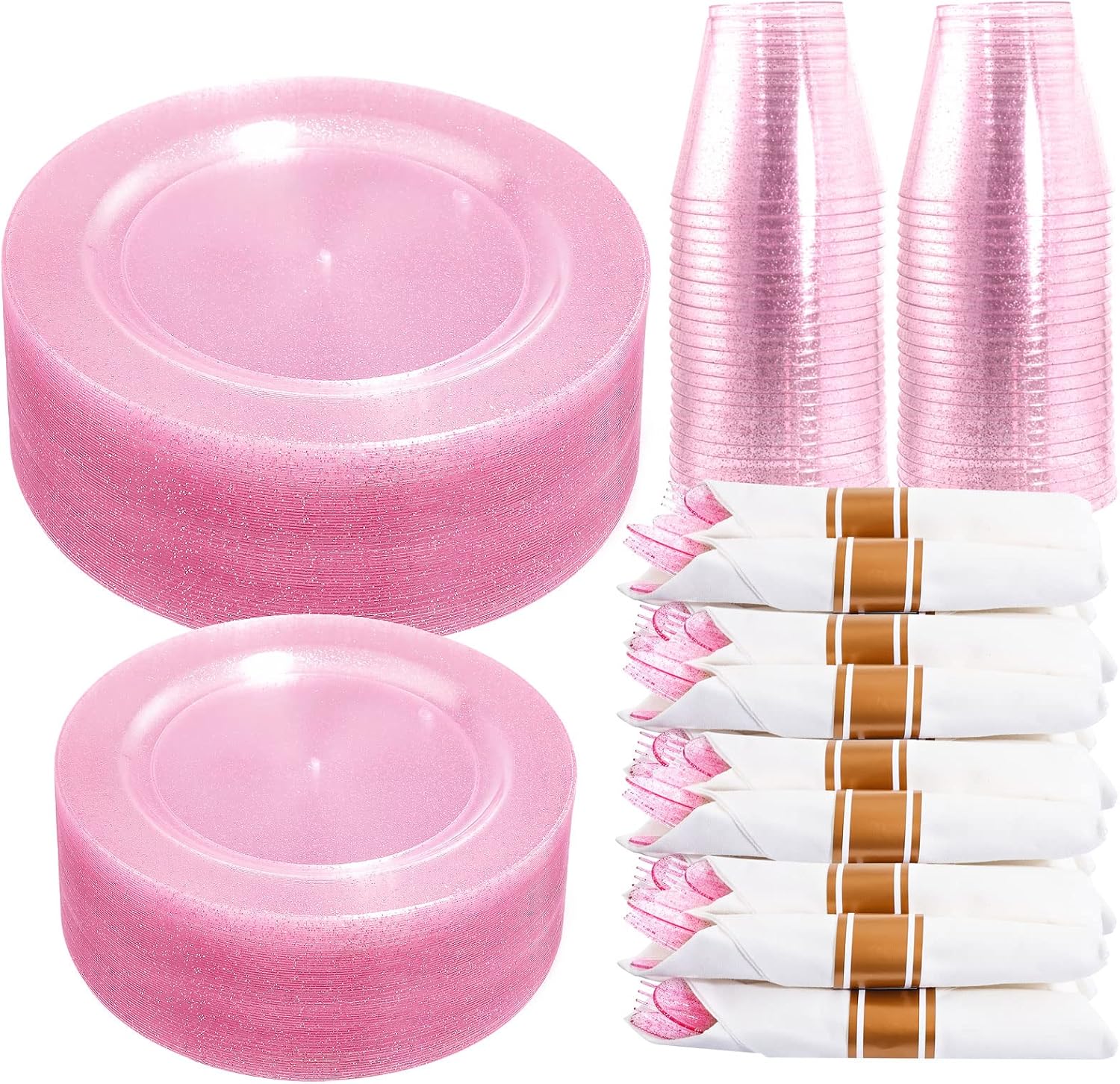 DaYammi 350PCS Rose Gold Glitter Dinnerware Set