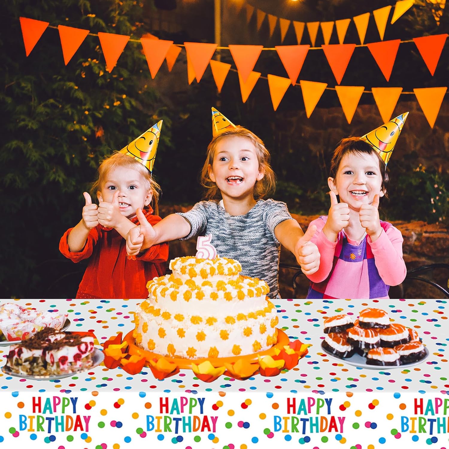 2 Packs Happy Birthday Tablecloth 54x108 Inch Decorations