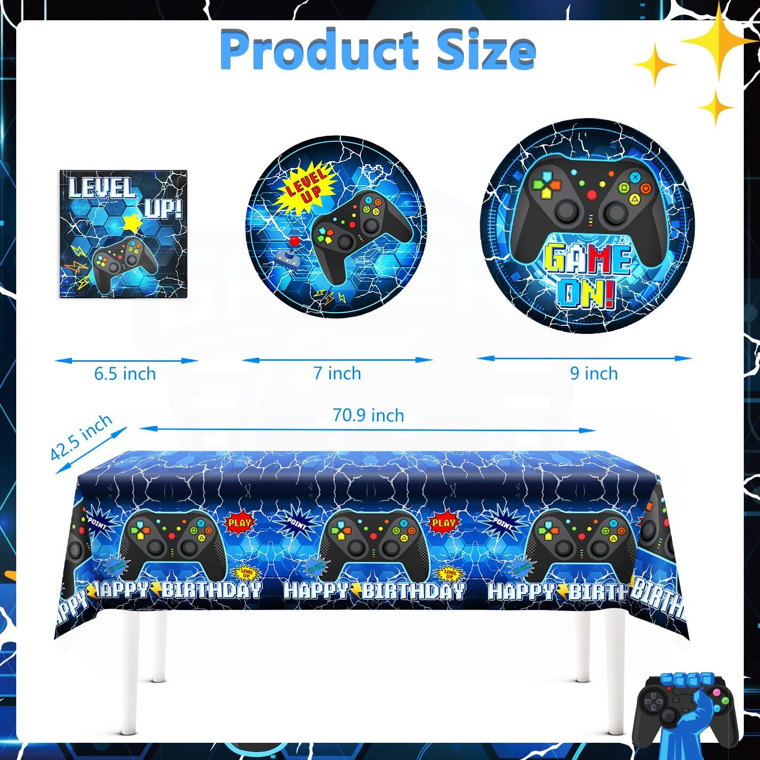 Gaming Birthday Tableware Set - 159pc Eco-Friendly Disposable Kit for 25 Guests