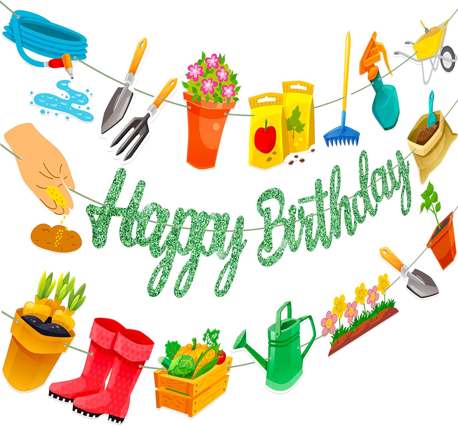 3Pcs Garden Birthday Party Banner Decorations