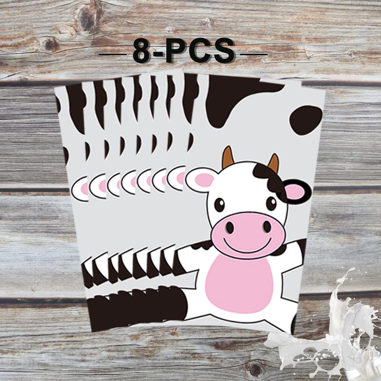 8 Pcs Cow Print Plastic Tablecloths Black White Farm Theme
