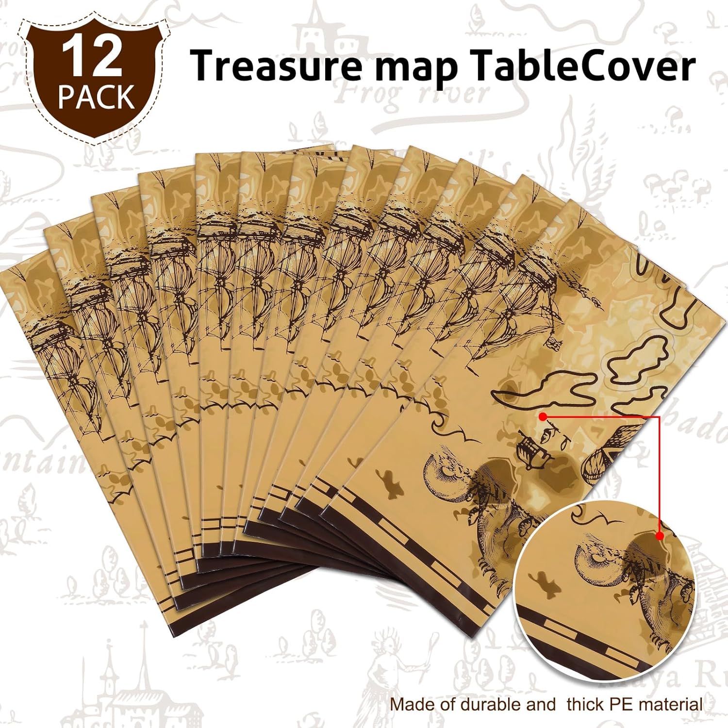 Irenare Pirate Party Tablecloth Set 54 x 108 Inches 12 Pieces