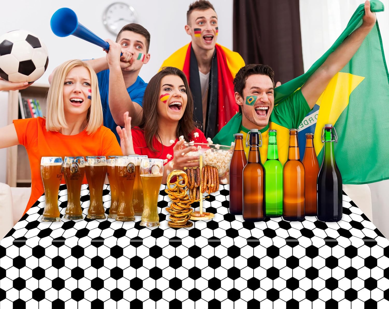 Kesfey Soccer Party Tablecloths 3 Pack 54x108 Inches