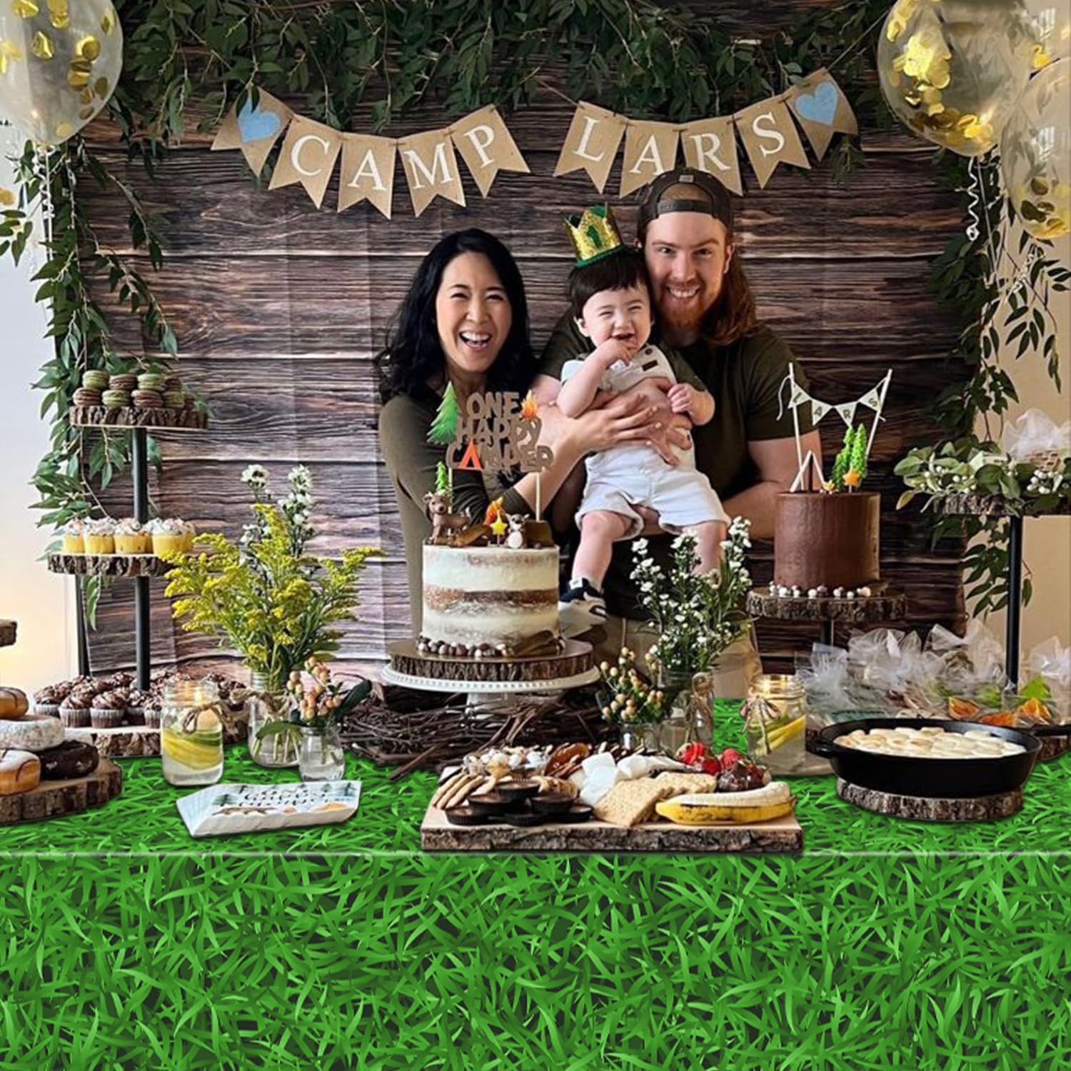 4 Pcs Green Grass Tablecloths for Golf Party Decorations