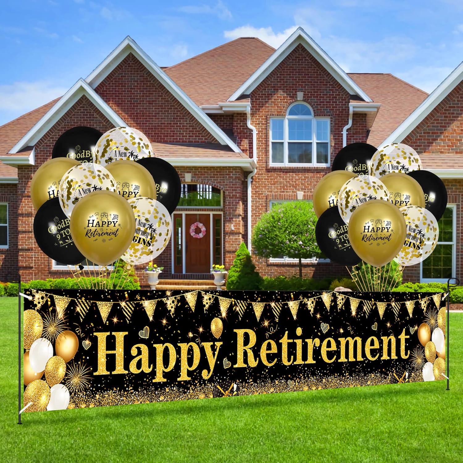 Happy Retirement Banner Balloons Yard Sign 18pcs