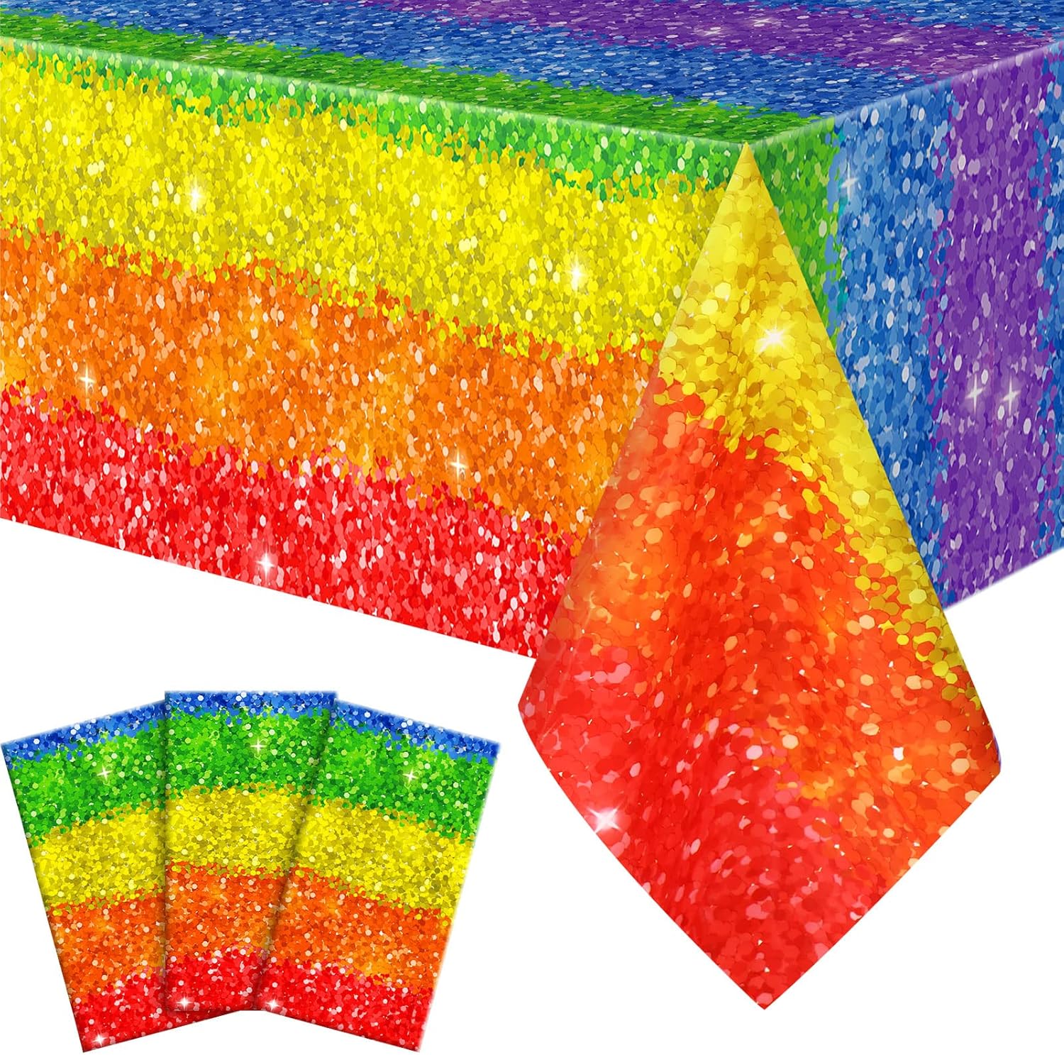 Tudomro Plastic Rainbow Tablecloth 54x108 Inch Set