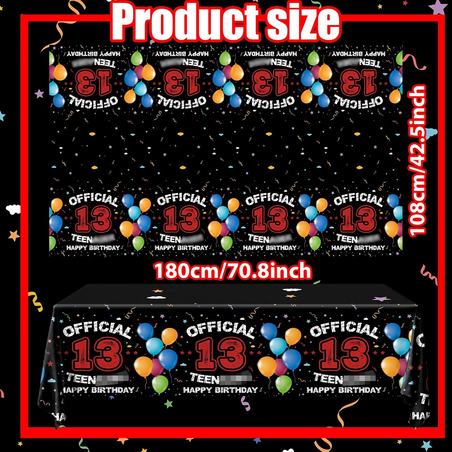 13th Birthday Decorations Red Black Tablecloths for Boys