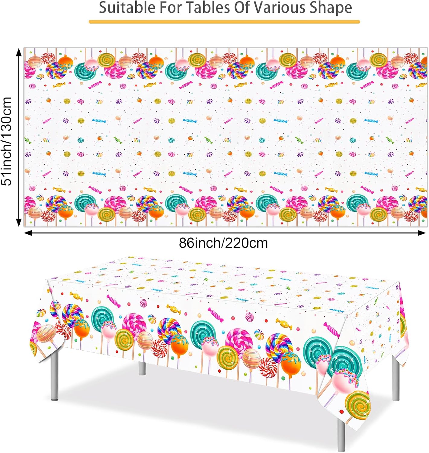 PHOGARY Candyland Tablecloth 51 x 87 for Birthday Party