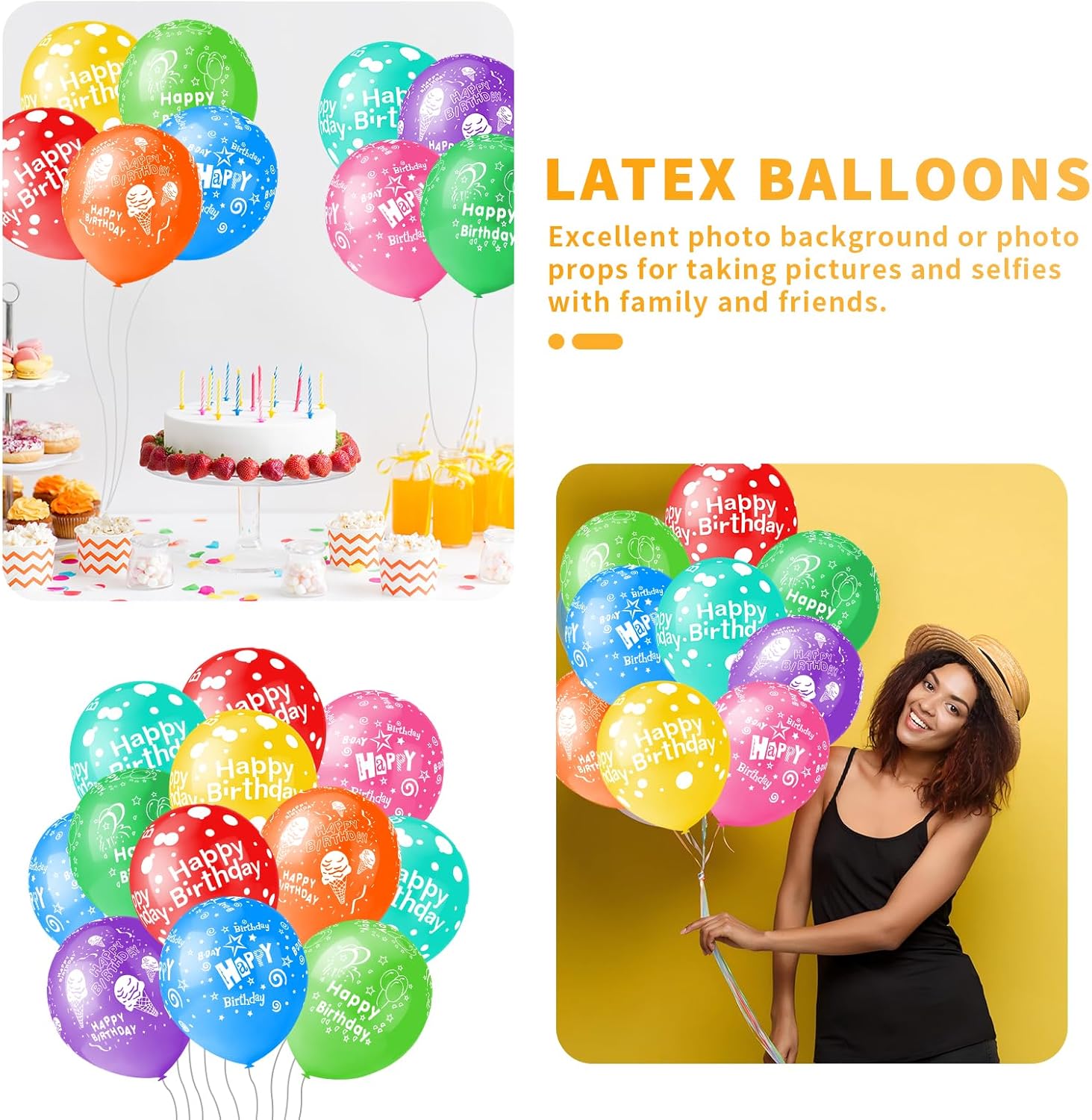 50pcs 12 Inch Happy Birthday Balloons for Men and Women
