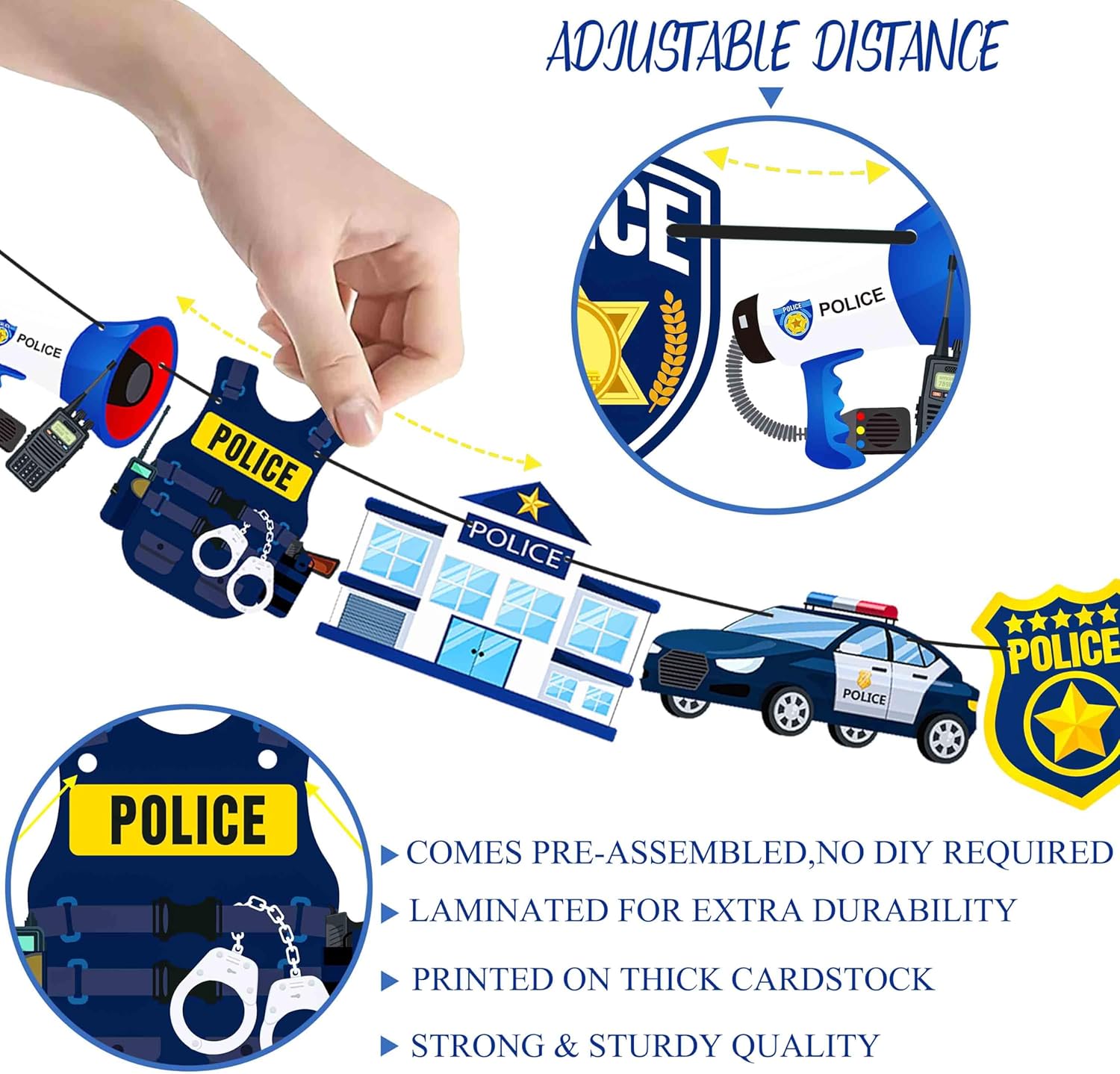 Police Birthday Banners 2Pcs Cops Party Decorations