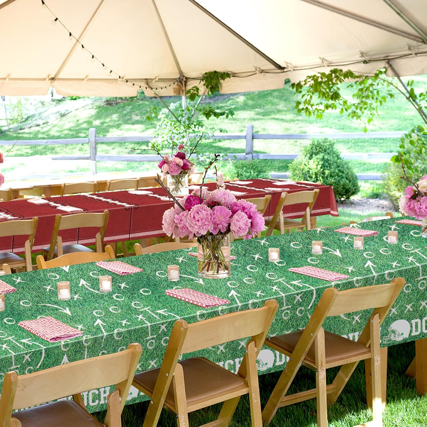 PHOGARY 3 Pack Green Football Tablecloths 54x108in