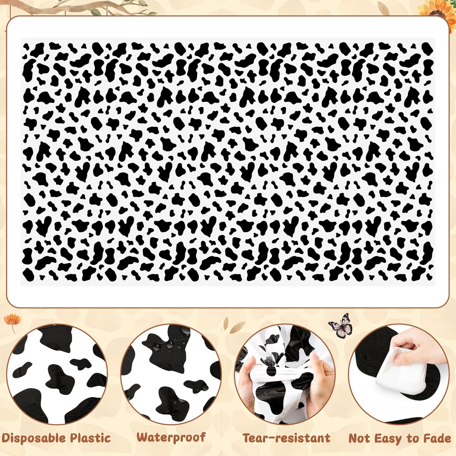 Highland Cow Party Tablecloths 4Pcs Birthday Decor Table Covers