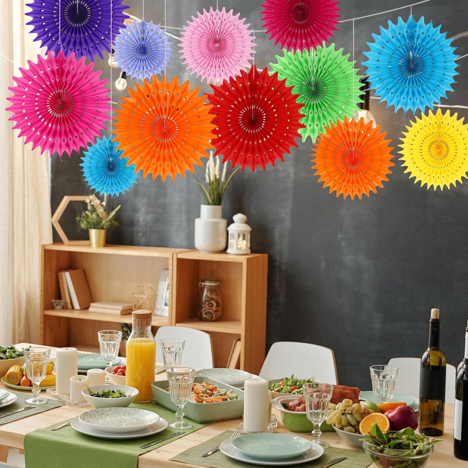 BestoFun 12PCS Paper Fans Mexican Party Decorations