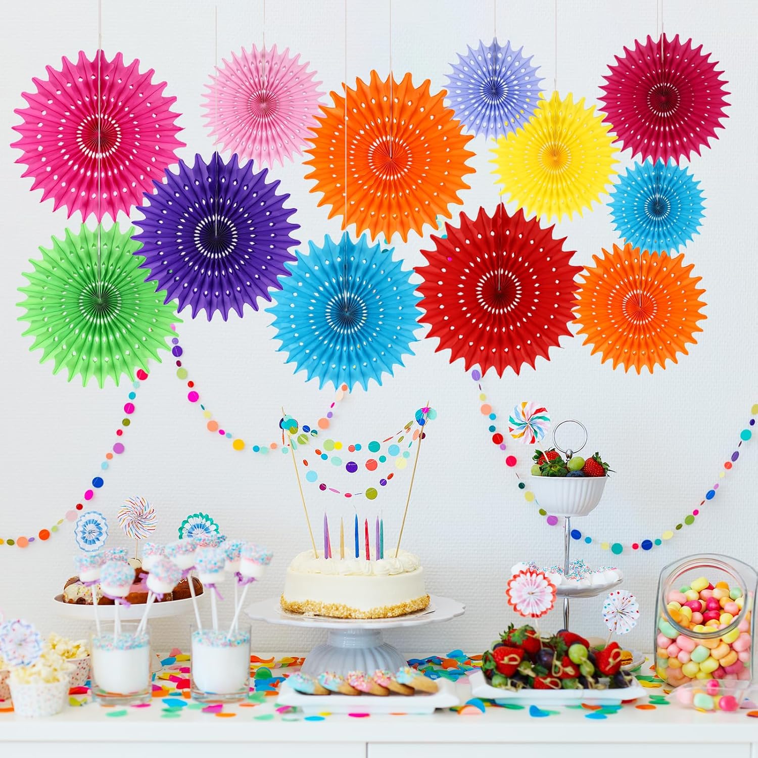 BestoFun 12PCS Paper Fans Mexican Party Decorations
