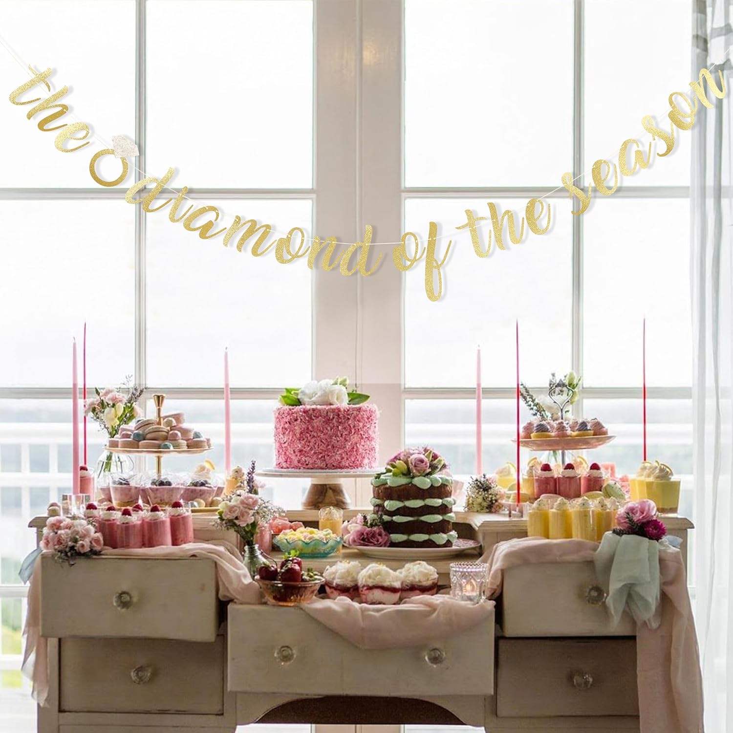 Diamond of the Season Gold Glitter Banner for Bridal Shower