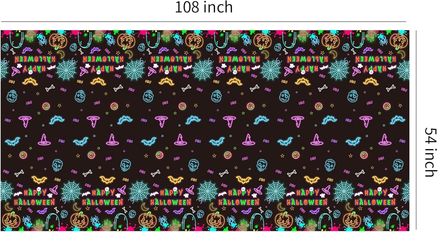 Neon Halloween Party Tablecloths 3 Pack