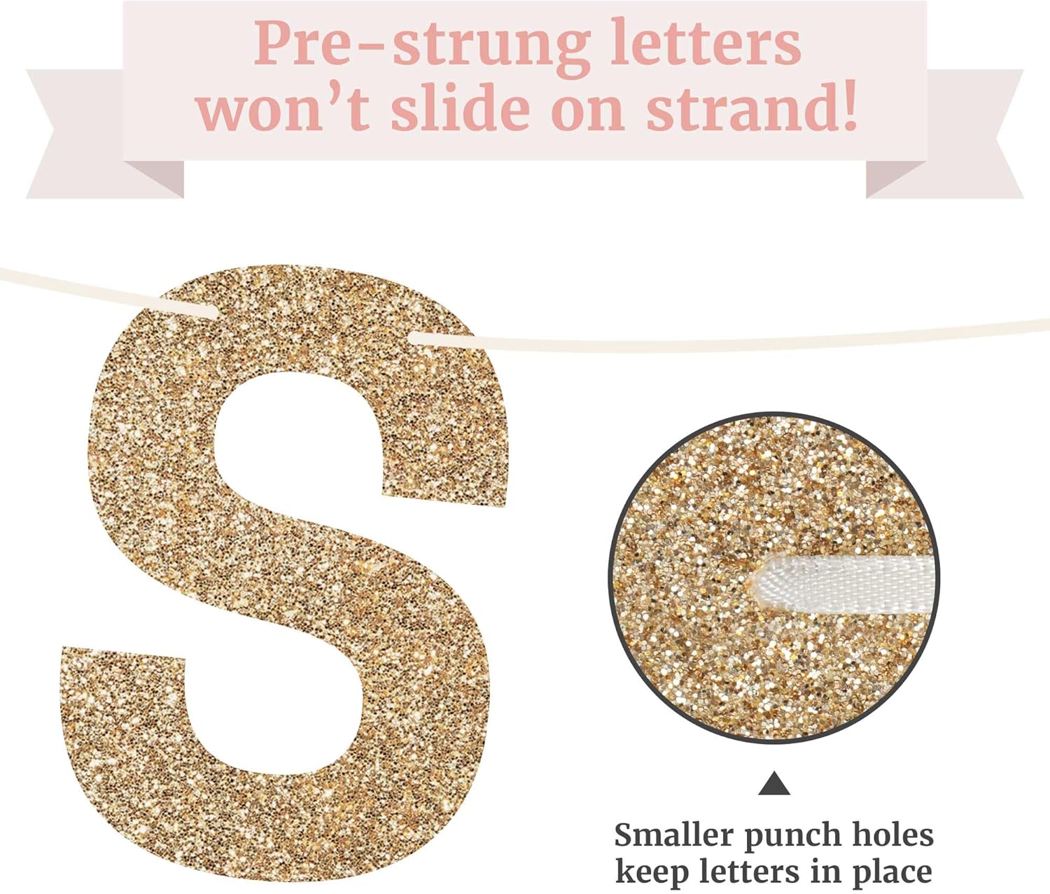 Gold Glitter She Said Yes Pre-Strung Banner - No DIY