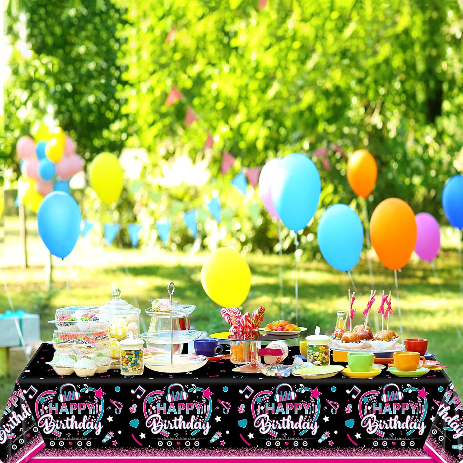 3 Pieces Music Note Themed Birthday Tablecloths