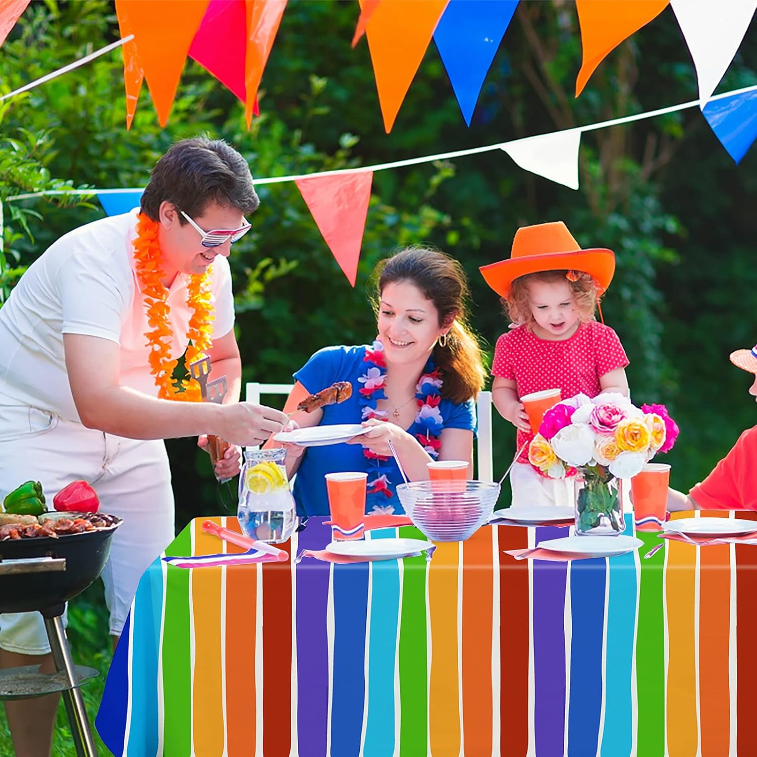 PHOGARY 3 Pack Rainbow Tablecovers for Party Decor