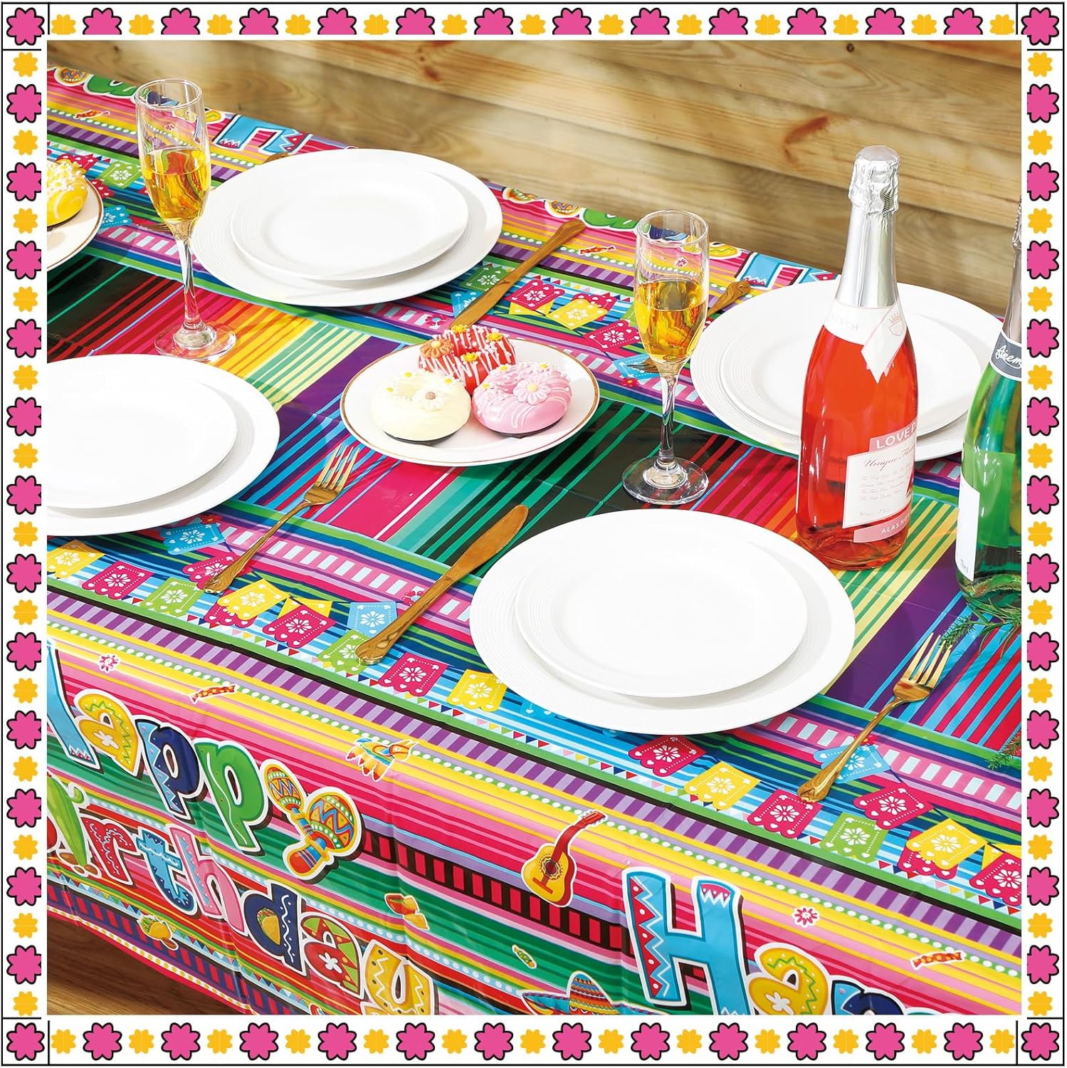 3 Pcs Mexican Fiesta Tablecloths for Party Decorations