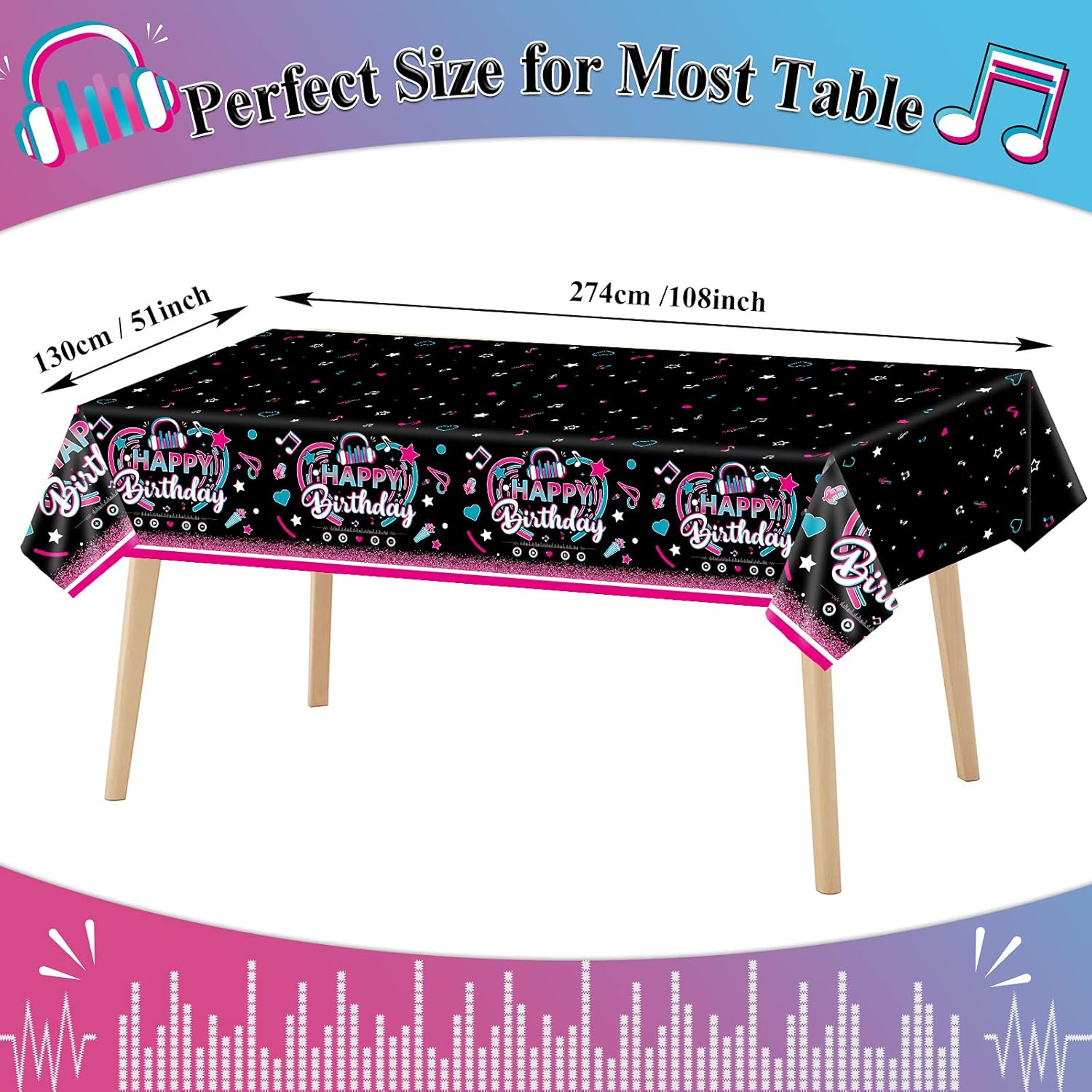 3 Pieces Music Note Themed Birthday Tablecloths