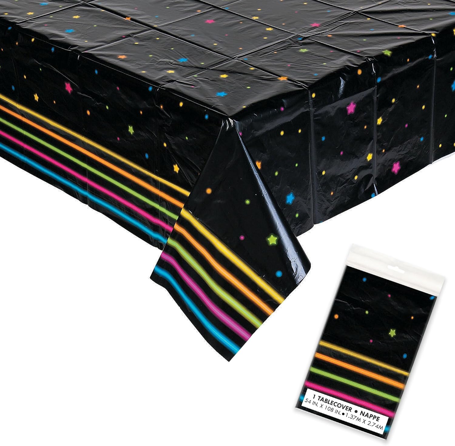HOME HOOPLA Neon Glow Plastic Table Cover