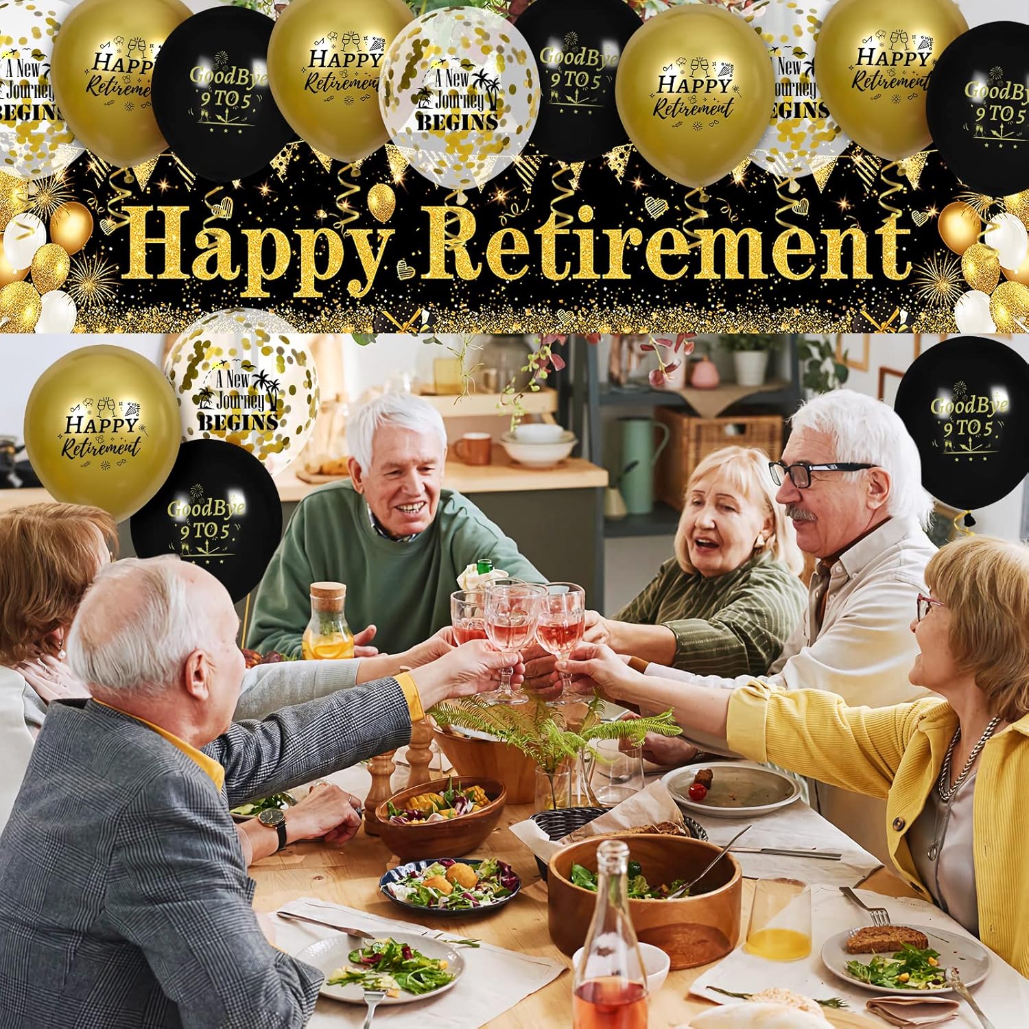 Happy Retirement Banner Balloons Yard Sign 18pcs