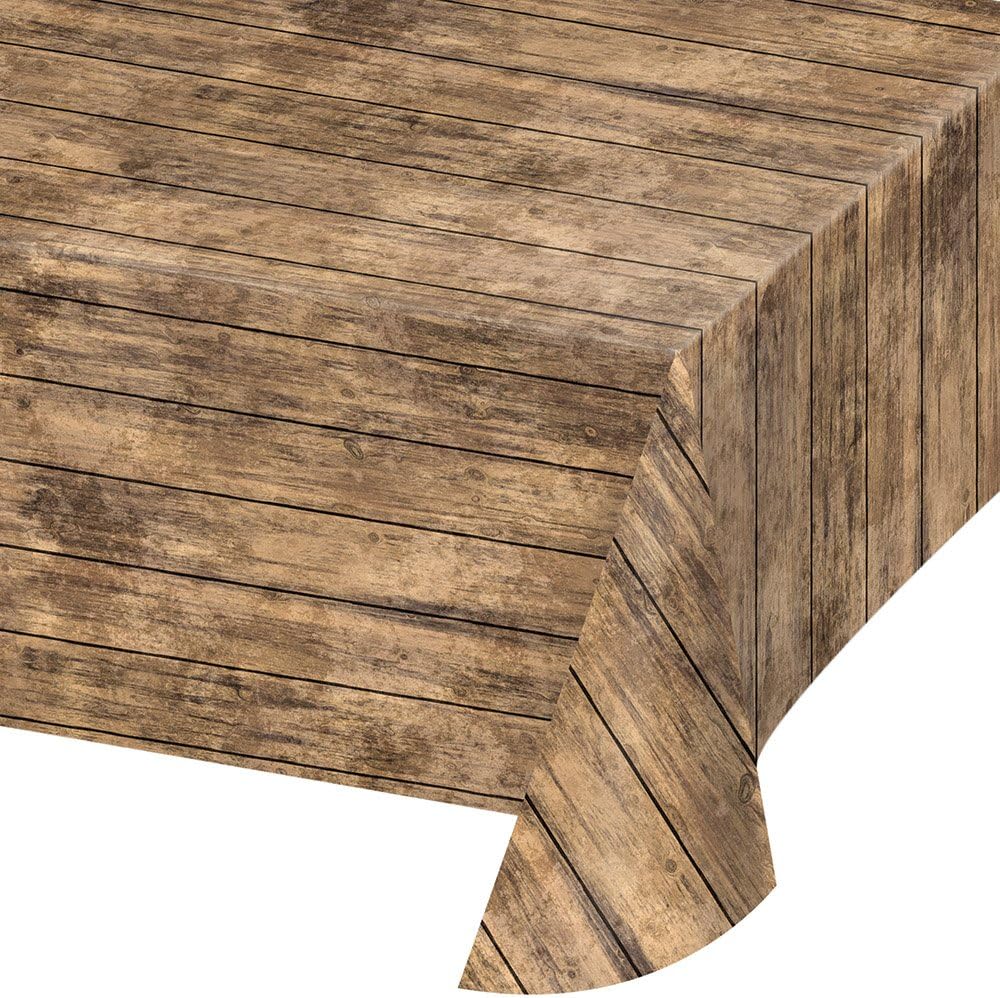 Creative Converting 329655 Wood Grain Plastic Tablecloth