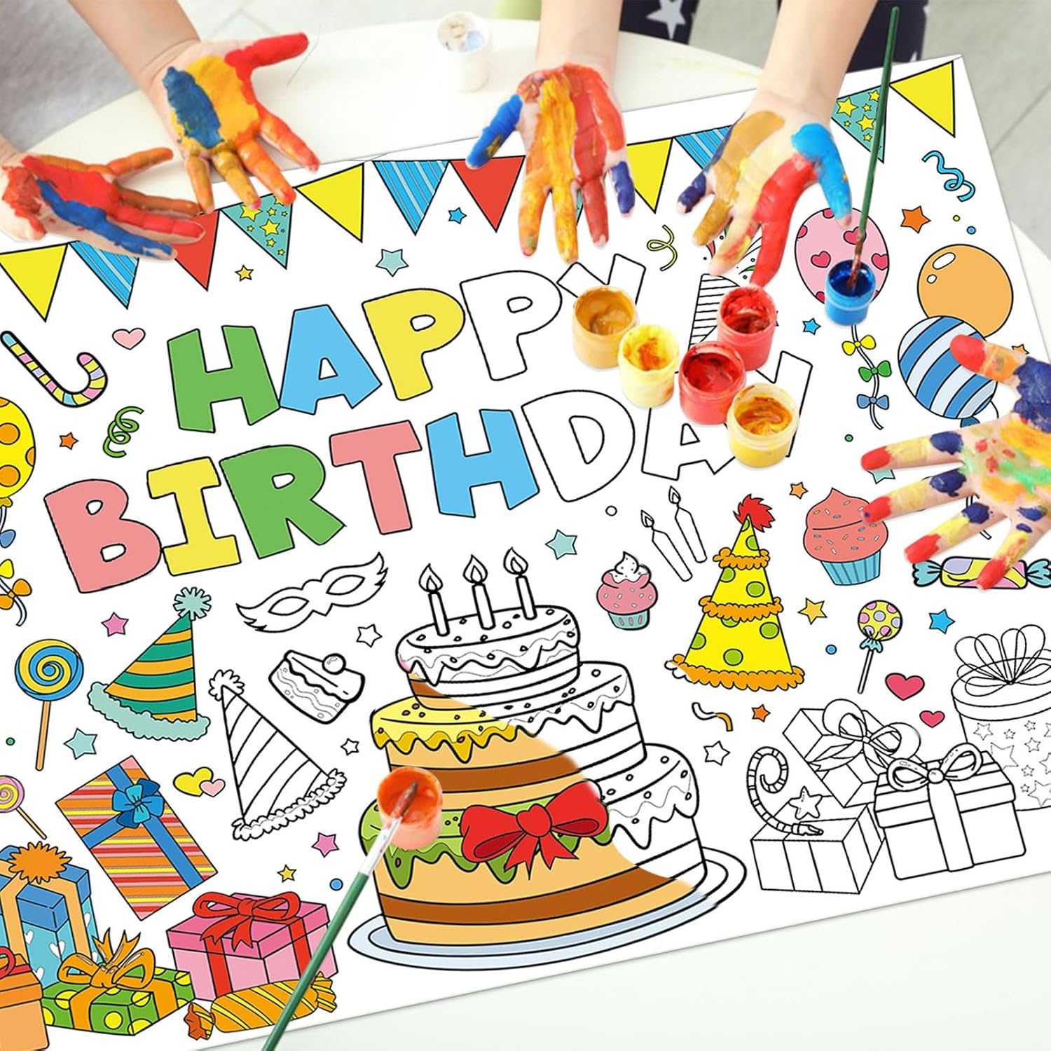 Giant Birthday Coloring Poster for Kids