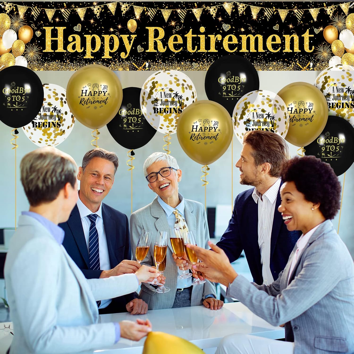 Happy Retirement Banner Balloons Yard Sign 18pcs