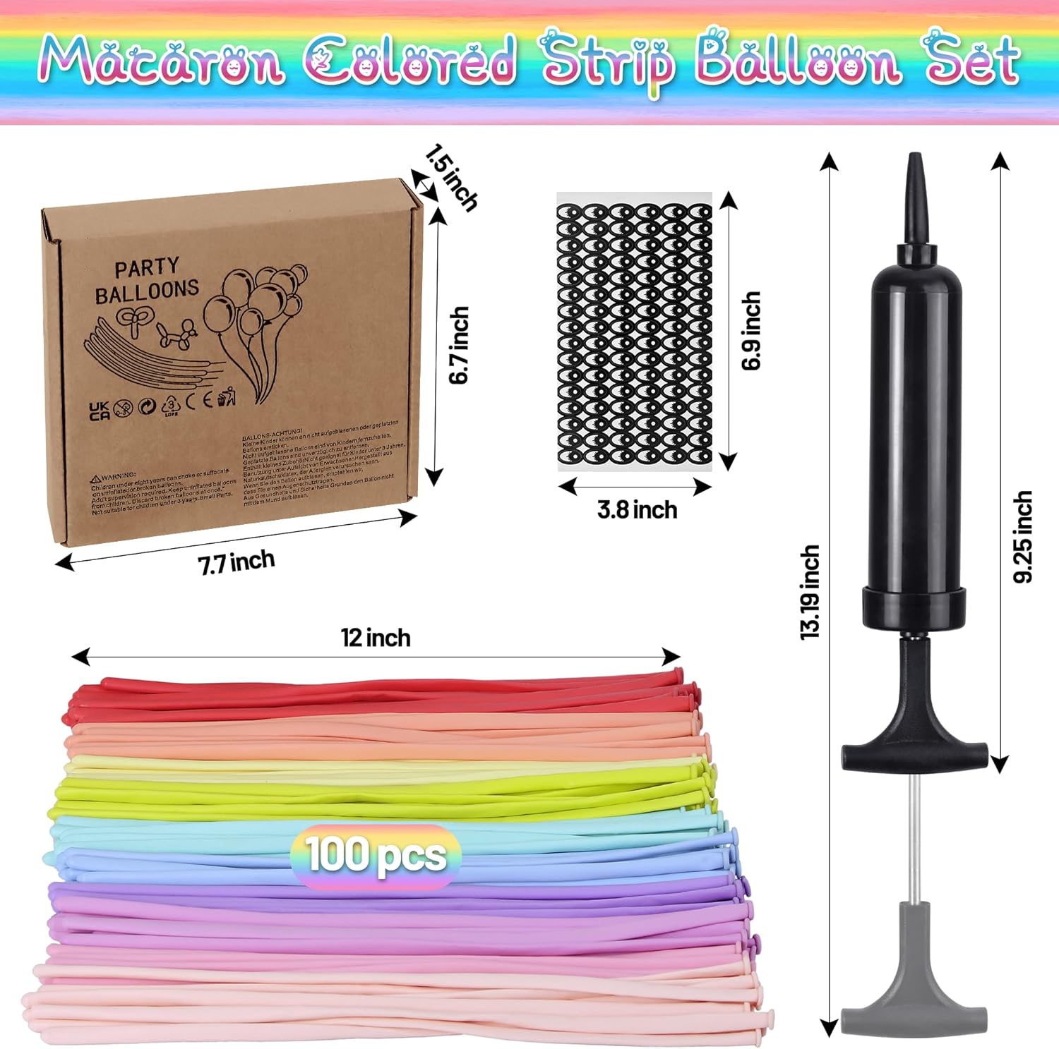 DIY Balloon Animal Kit with Pump and 100 Long Balloons