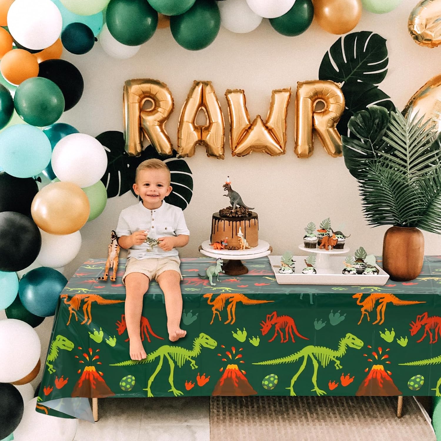 Staraise 3 Dinosaur Tablecloths for Birthday Party