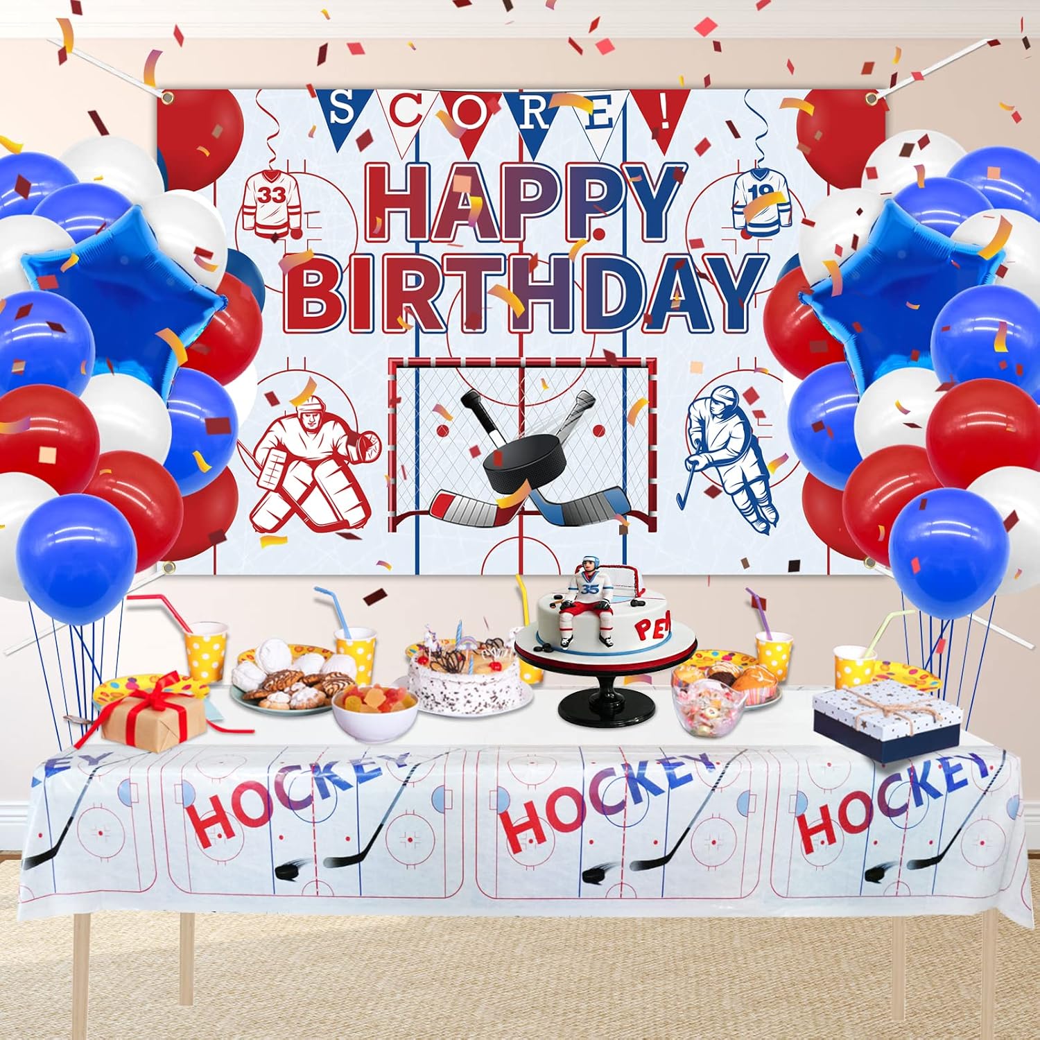 Ice Hockey Tablecloth Backdrop Waterproof All-Season One Size