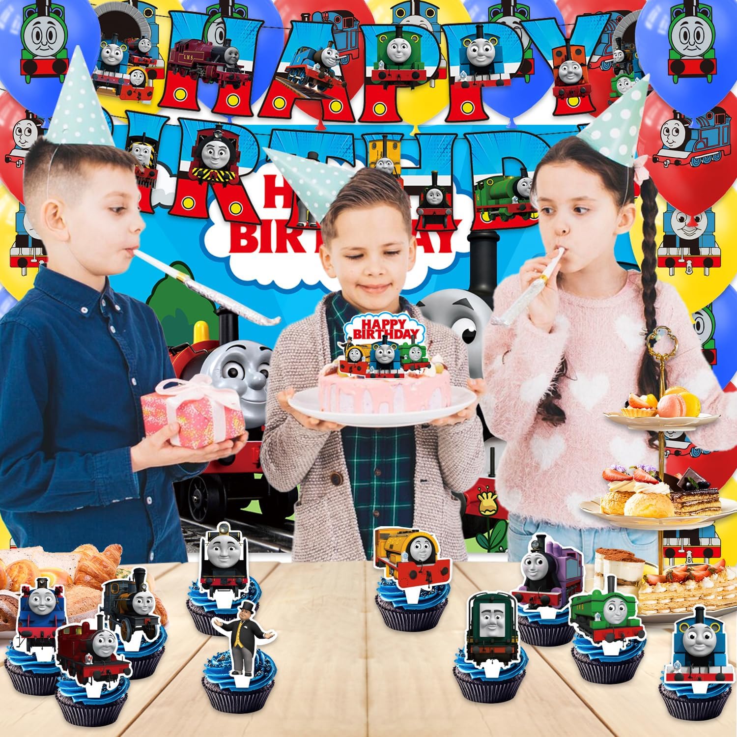 42 Pack Train Friends Party Supplies Set