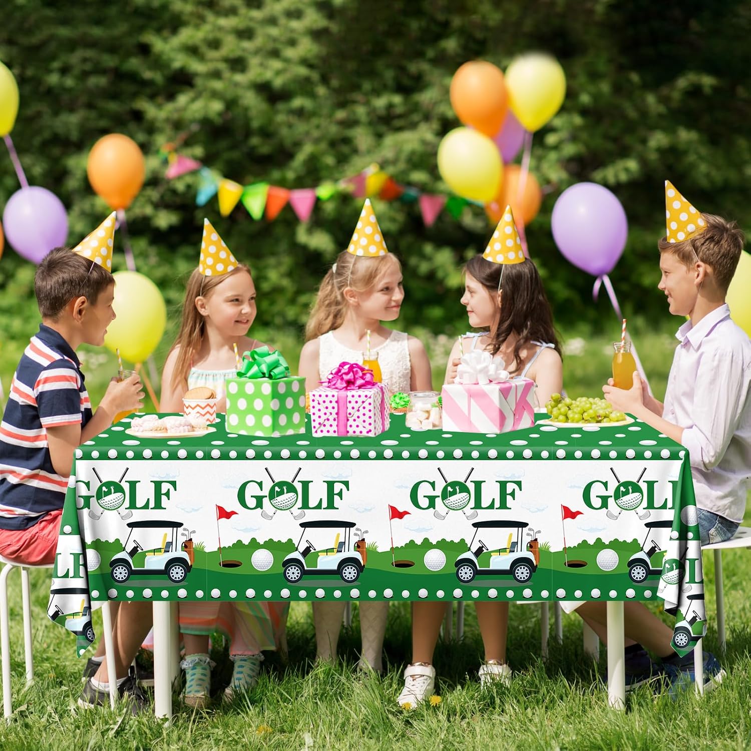 Golf Party Tablecloth 2pcs 87x51 Inch