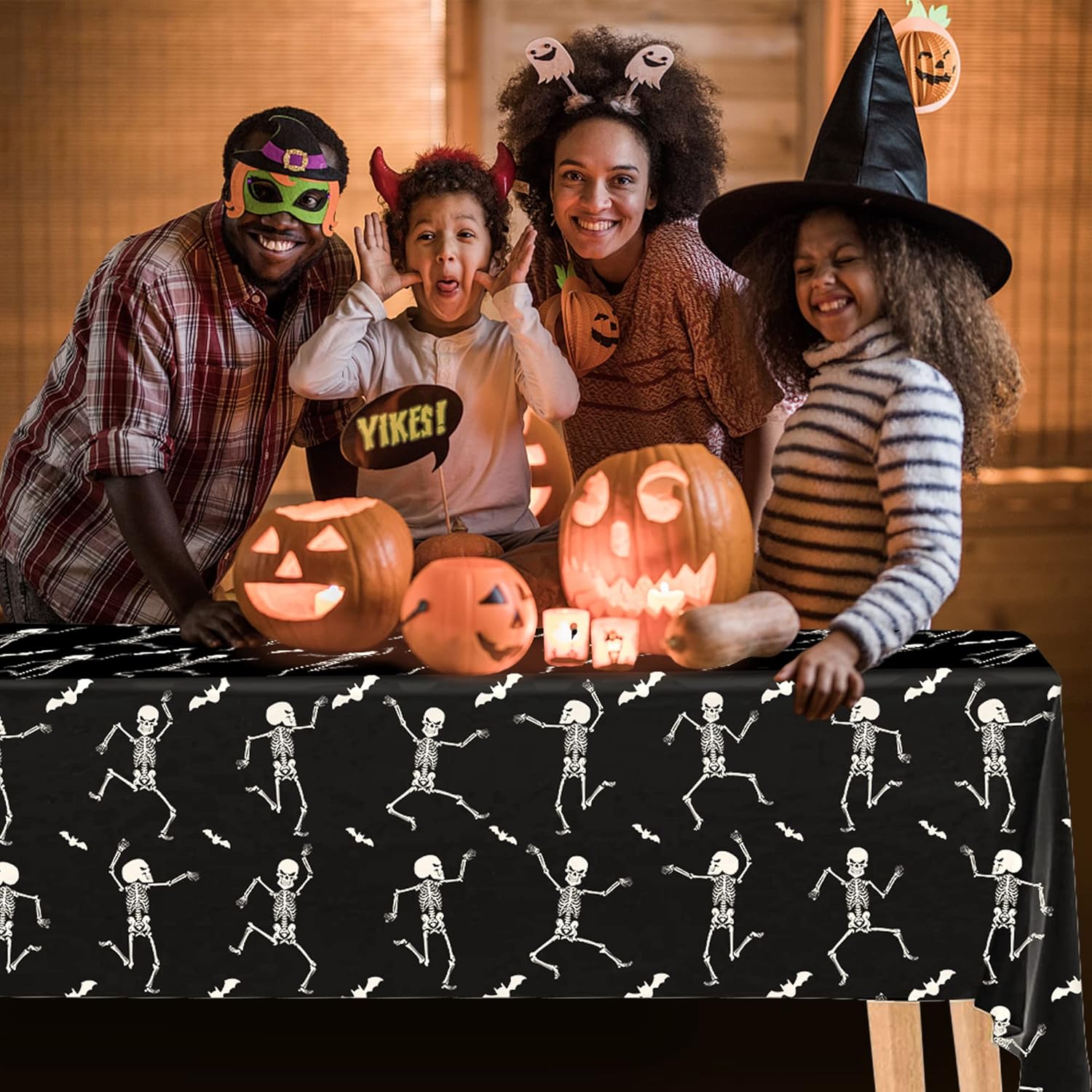 Iceyyyy 3-Pack Skeleton Tablecloth - 54 x 108 Halloween Decor