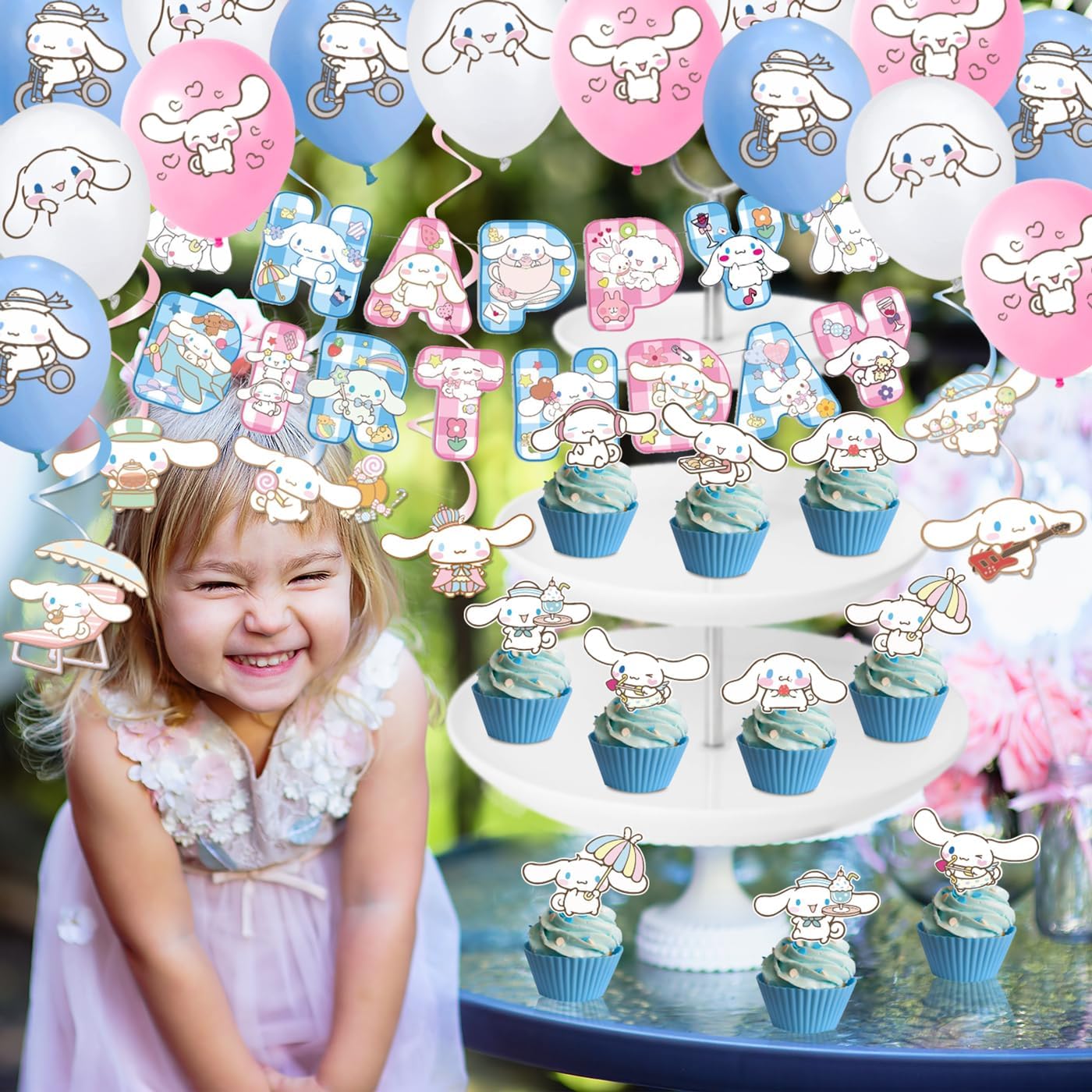 AVONO Cinnamoroll Birthday Decorations 101 Pieces Set