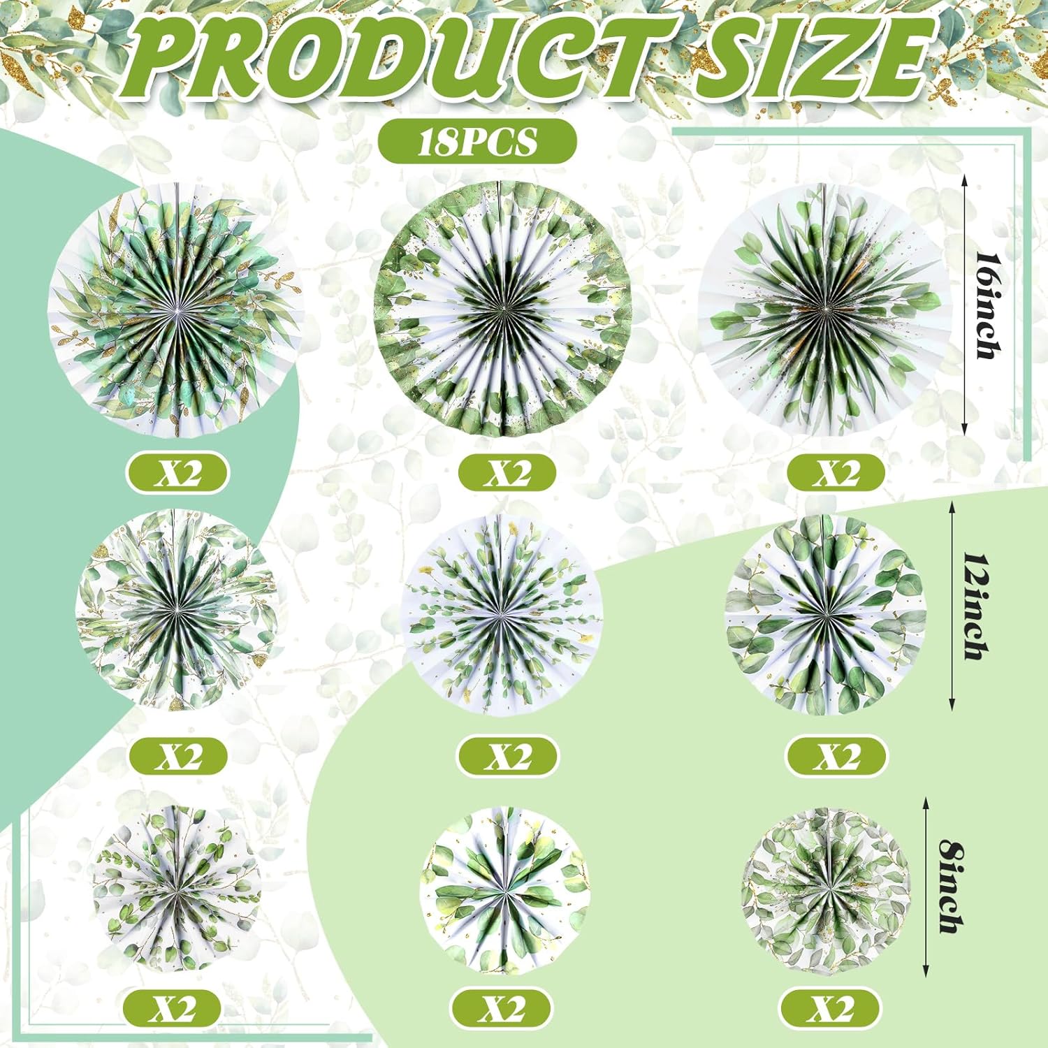 18 Pcs Eucalyptus Paper Fans Classroom Decor Set