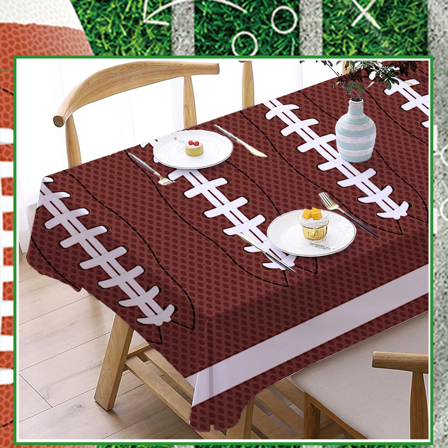 2 PCS Football Tablecloth for Gameday Party Decorations