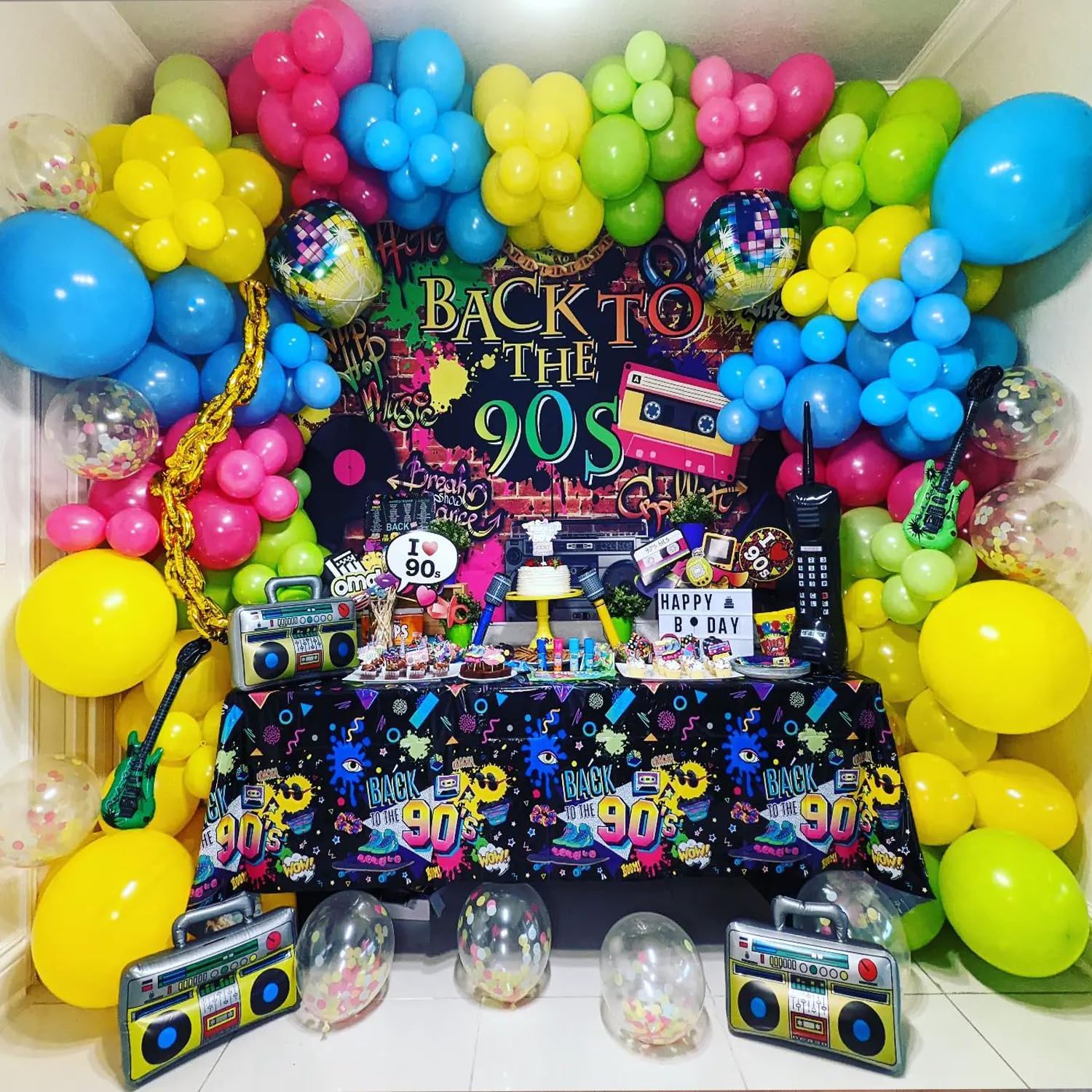 80s 90s Disco Party Decorations 149Pcs Balloon Kit