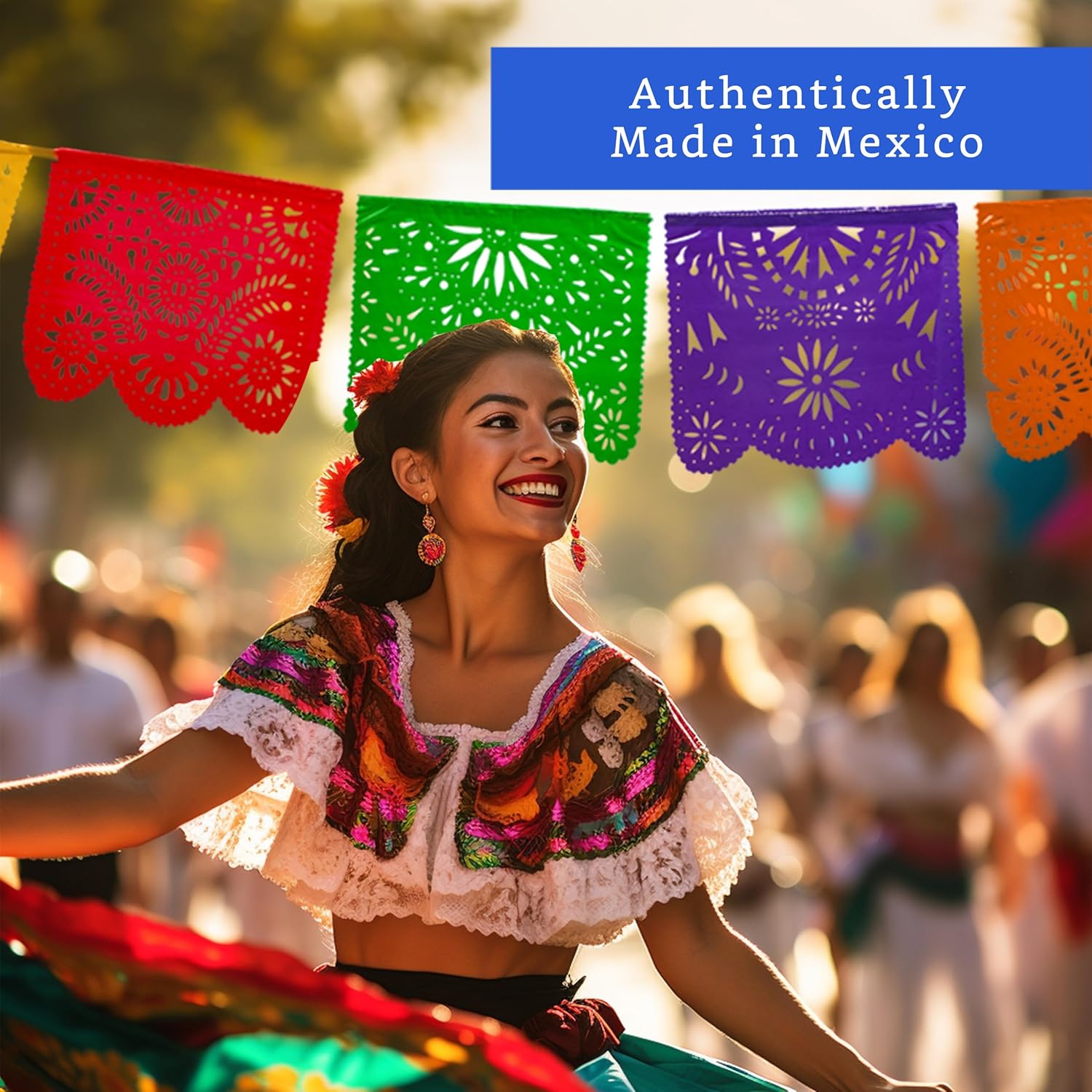 Mexican Party Banners 2 Pack with 10 Plastic Flags