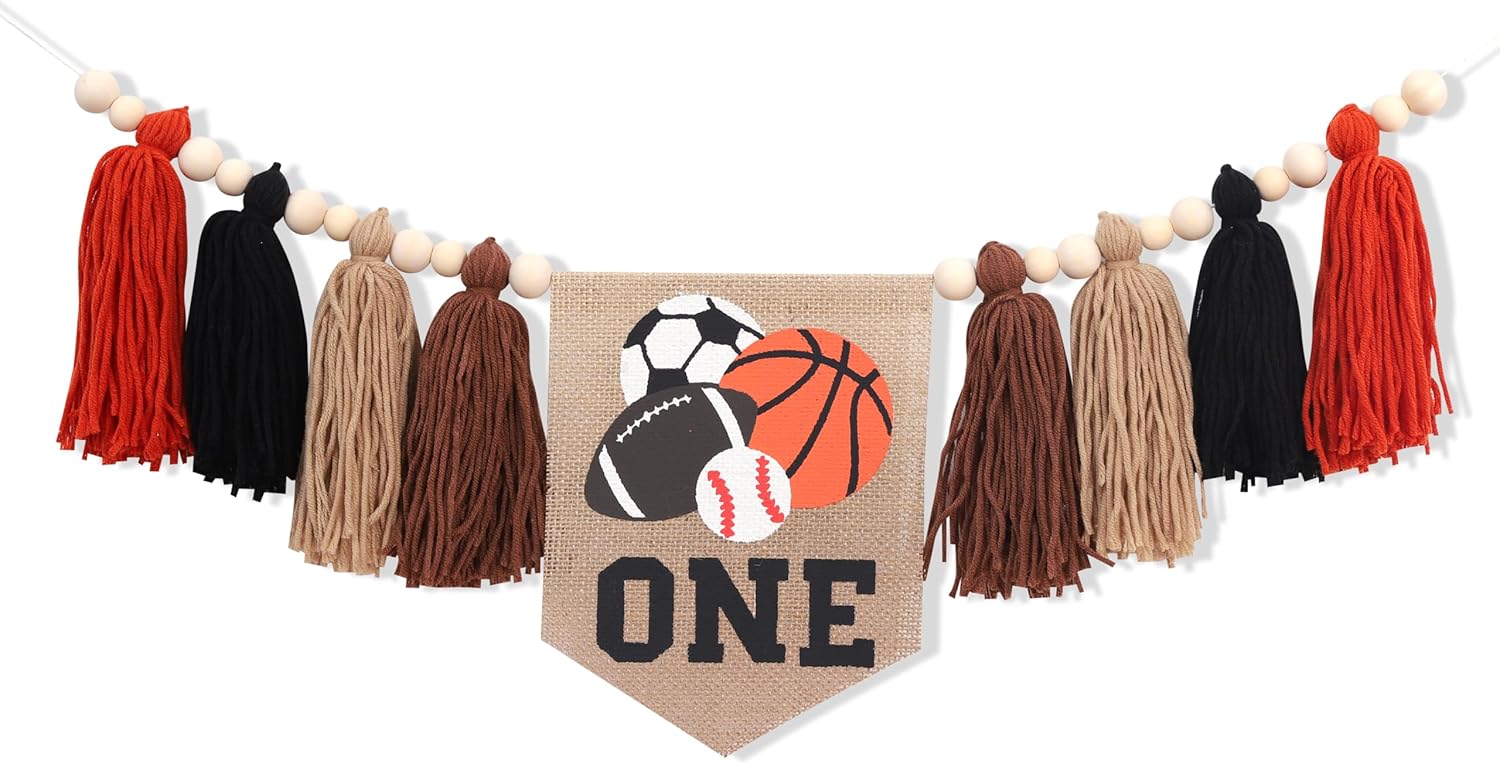 All Star Sport Balls High Chair Tassel Banner For 1st Birthday