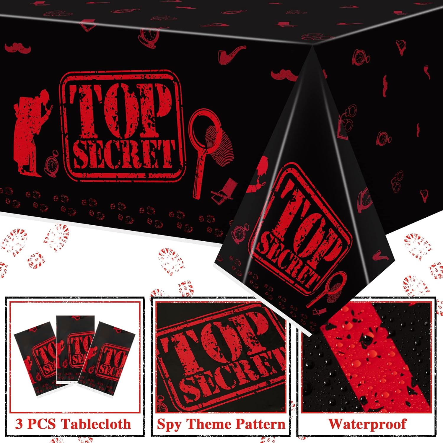 3PCS Spy Party Tablecloths for Kids Birthday Decor